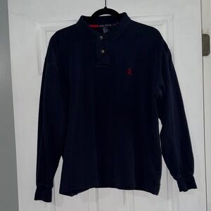 Nautica Navy Long-Sleeve Polo with Red Logo